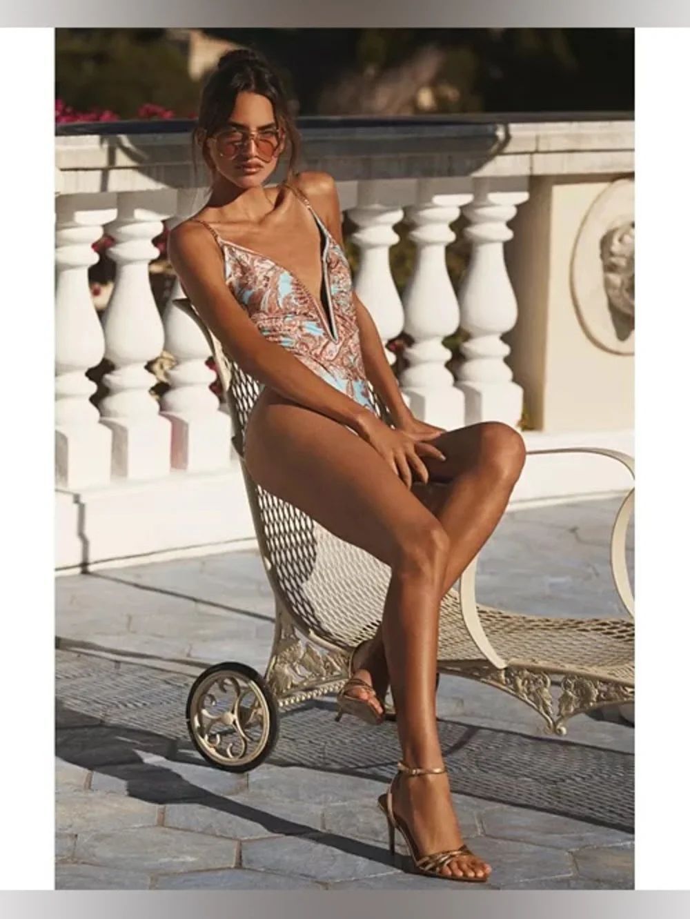 L’AGENCE Lilou Paisley Plunge One-Piece Swimsuit XS NWOT